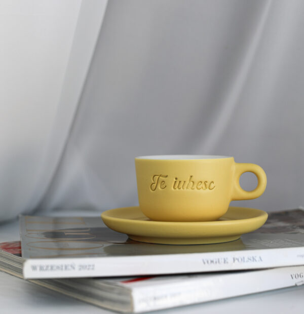 Ceasca Double Espresso Te iubesc _ Galben