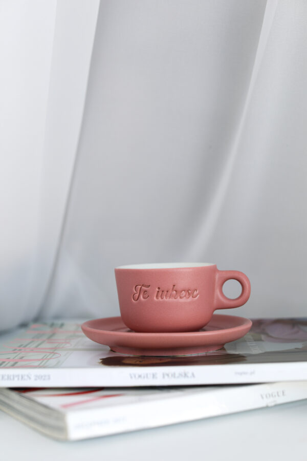 Ceasca Double Espresso Te iubesc _ Roz pudra
