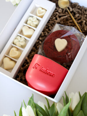 GiftBox Be my Valentine (ceasca alb, verde sau maro)