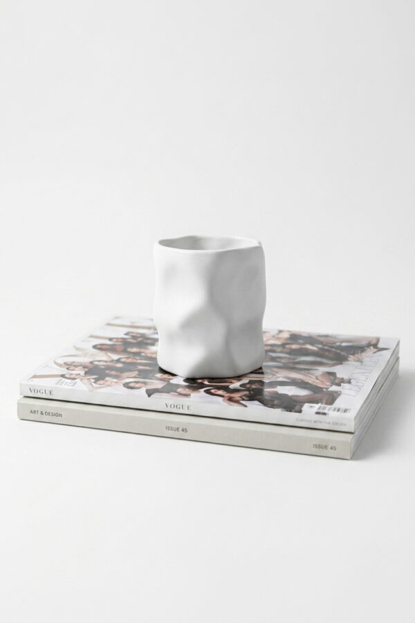 Pahar ceramic alb- design minimalist